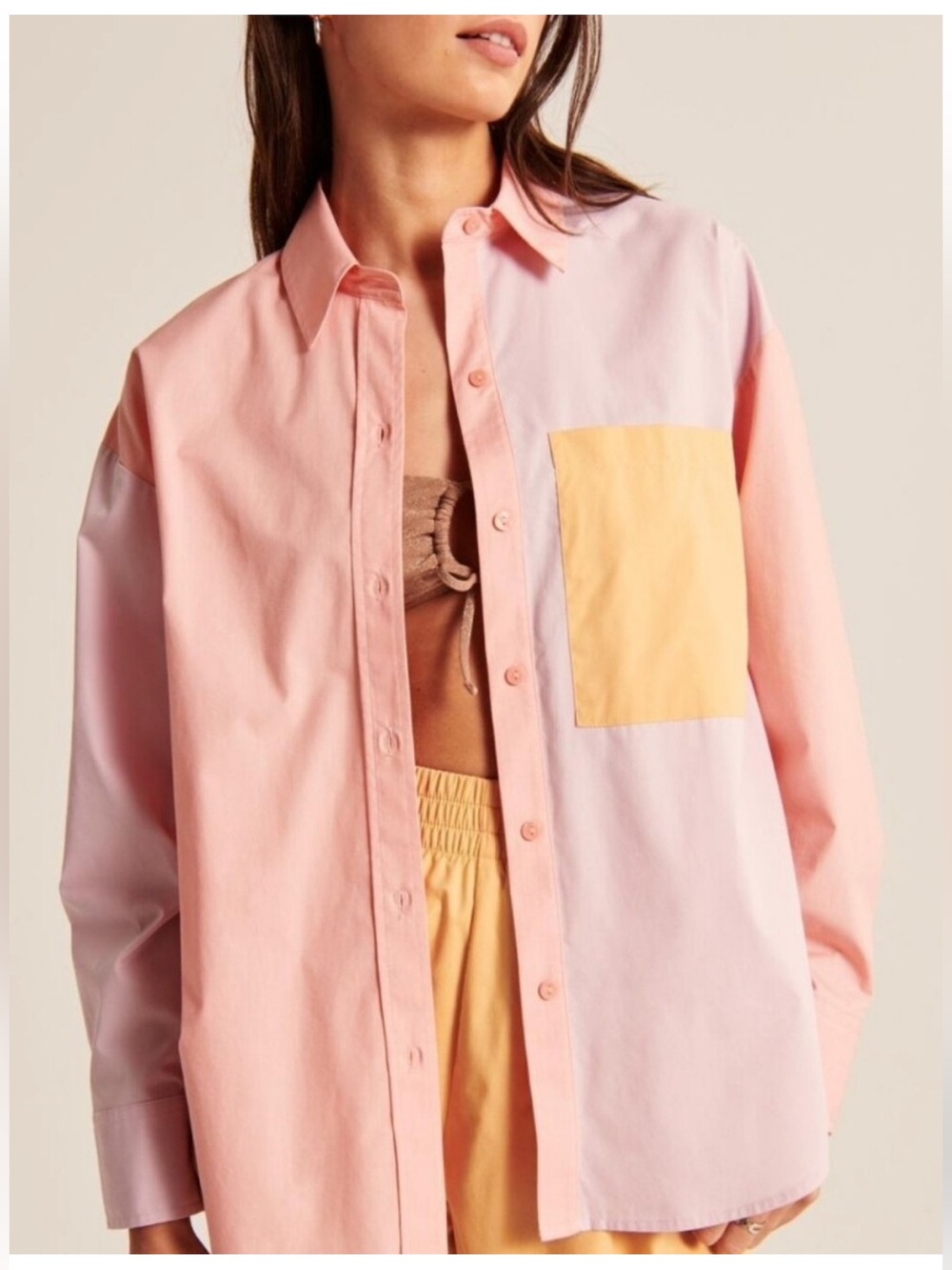 Abercrombie & Fitch Oversized Colorblock Button-down
